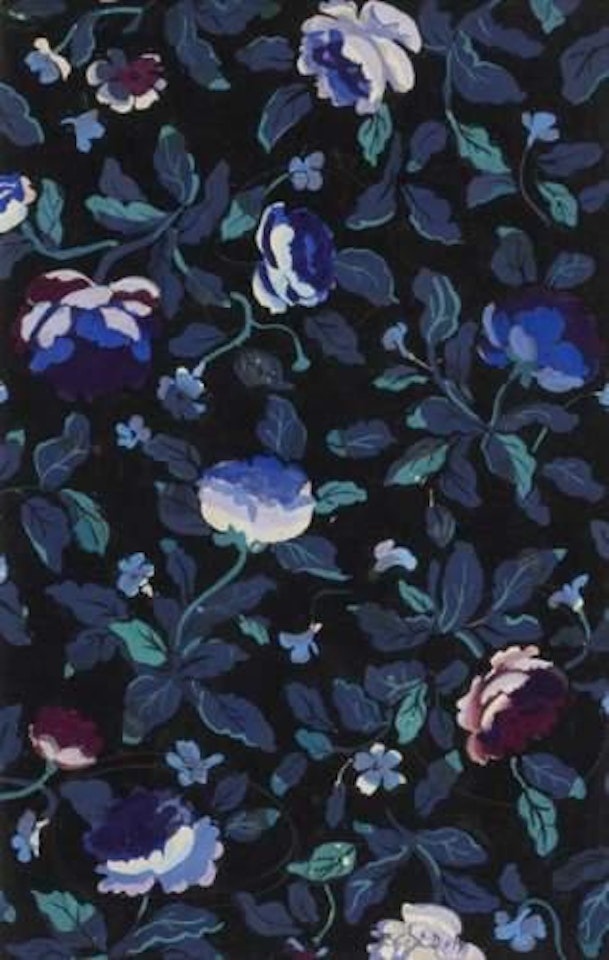 Semis de fleurs mauves et bleues sur fond noir by Raoul Dufy