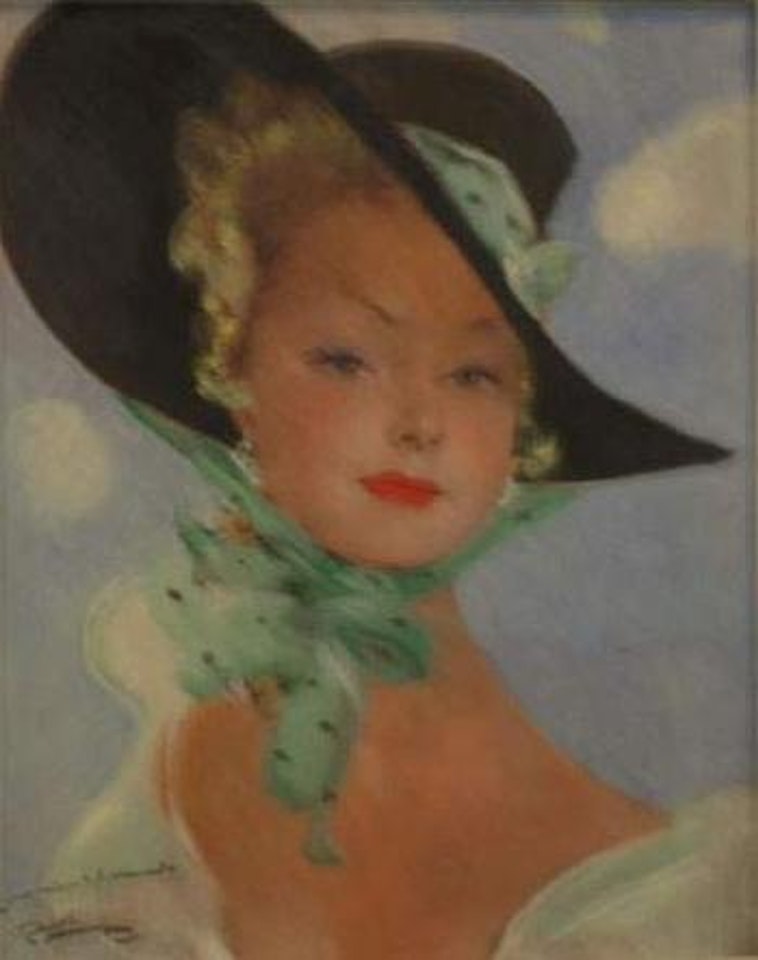 Elegante au chapeau by Jean Gabriel Domergue