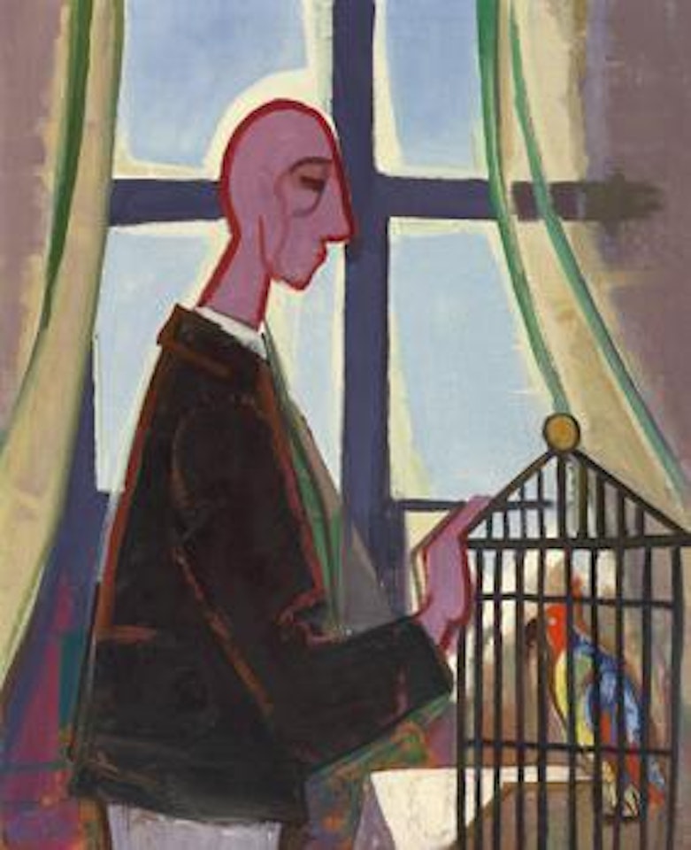 Mann mit Vogelkafig by Karl Hofer
