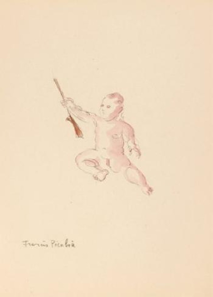 Enfant assis tenant un fusil by Francis Picabia