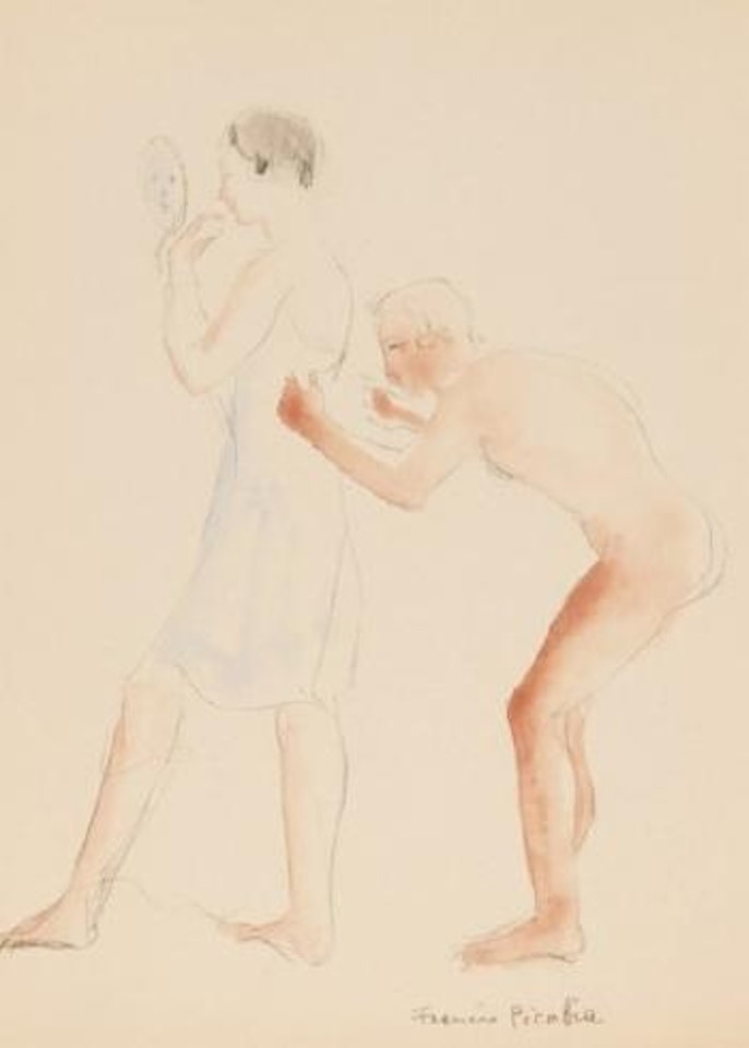 Femme au miroir et homme essayant de l'attraper by Francis Picabia