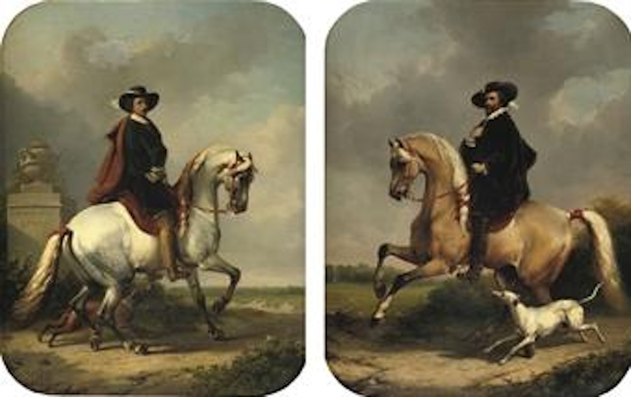 Sir Anthony van Dyck; and Peter Paul Rubens: a pair of equestrian portraits by Eugène Joseph Verboeckhoven