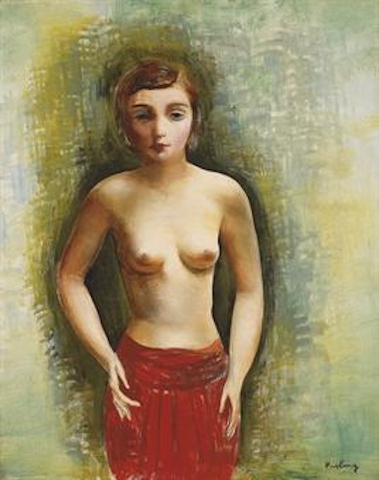 Nu debout à la jupe rouge by Moïse Kisling