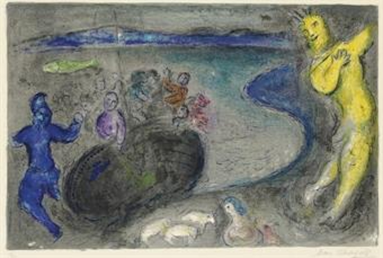Songe du capitaine Bryaxis, from Daphnis and Chloë (M. 328; see C. books 46) by Marc Chagall