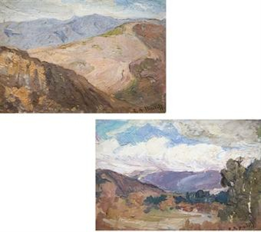 Hilly Landscape; Cloudy Day: Two Works by Franz A Bischoff