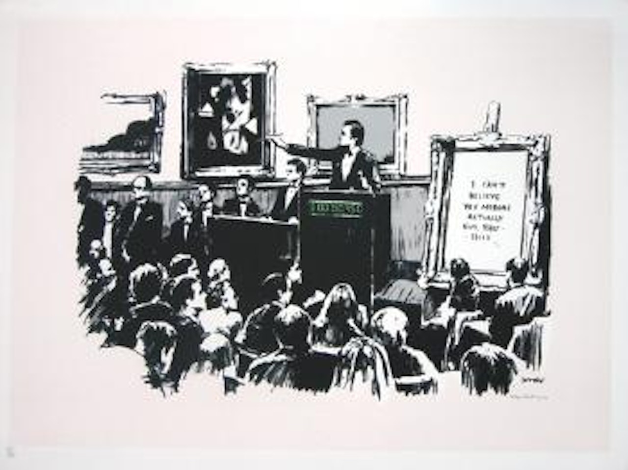 Morons (white) by Banksy