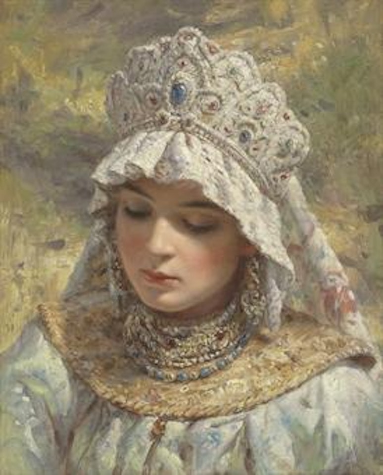 Russian beauty wearing a kokoshnik by Konstantin Makovsky