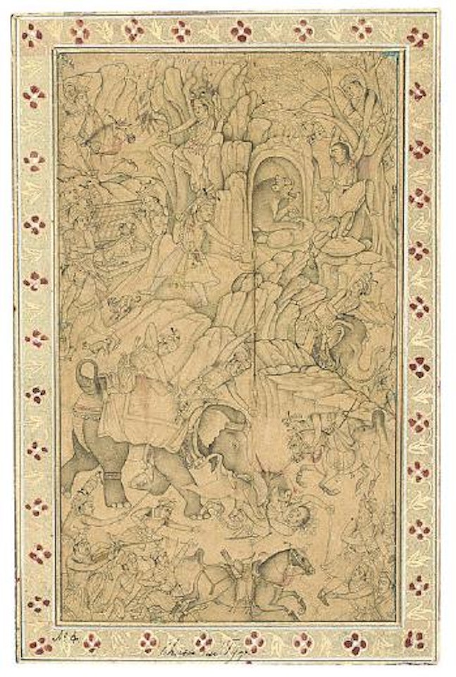 The Emperor Jahangir's Lion Hunt by Mughal School