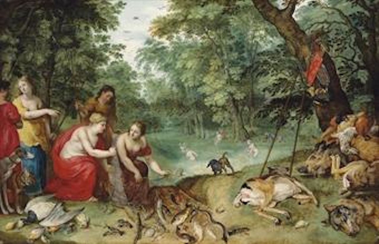 An Allegory of the Elements, earth, air and water: Diana and her Nymphs after the Chase by Hendrik van Balen by Jan Brueghel the Younger