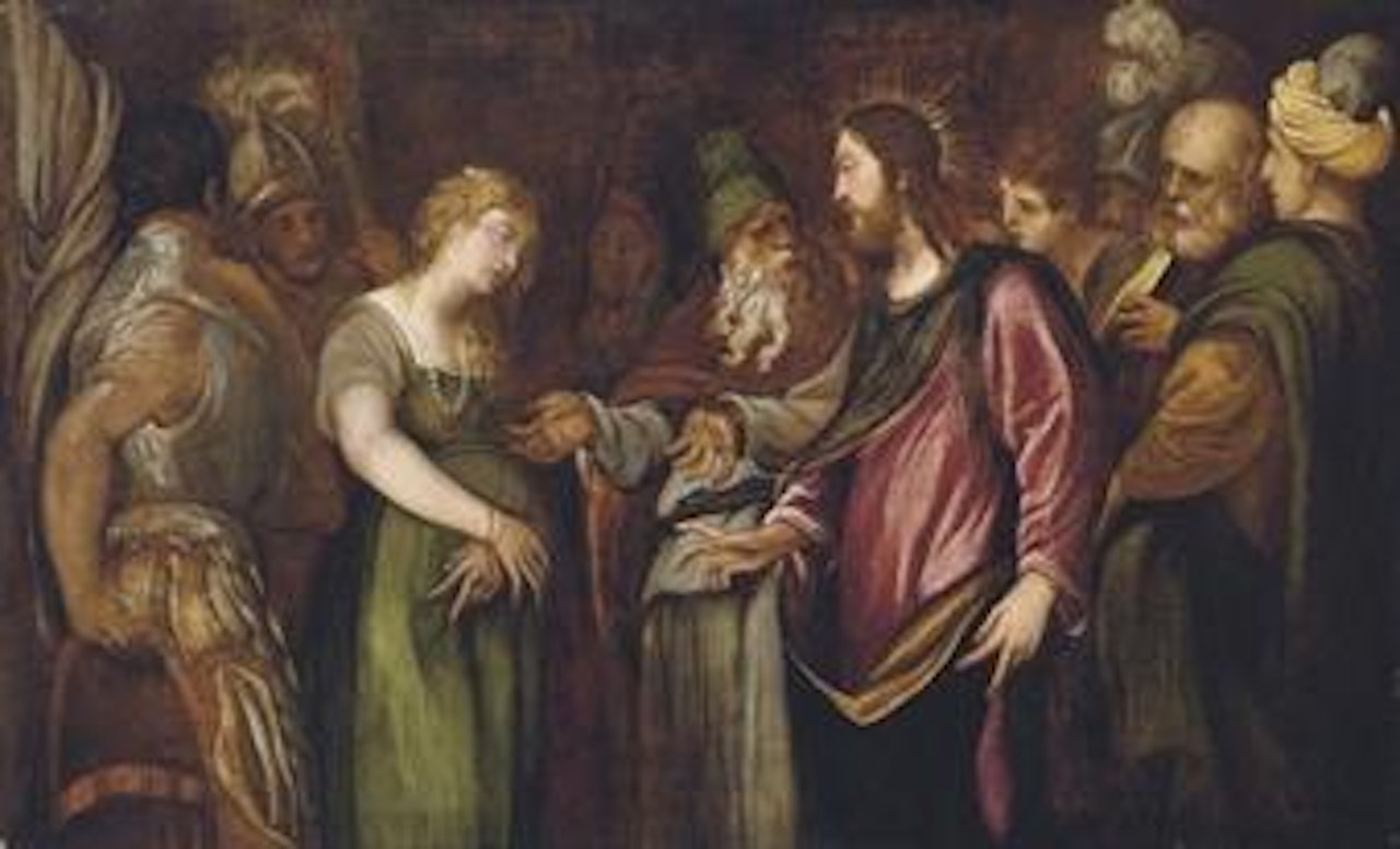 Christ and the Woman taken in Adultery by Andrea Schiavone