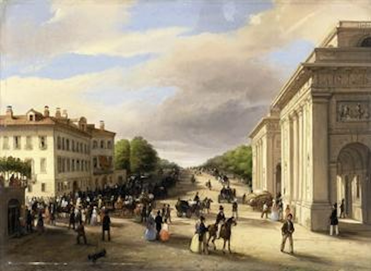 Porta Venezia con figure a passeggio, Milano by Carlo Canella