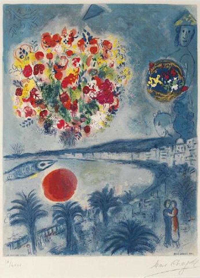 Le Soleil couchant, from Nice et la Côte d'Azur (Charles Sorlier 26) by Marc Chagall
