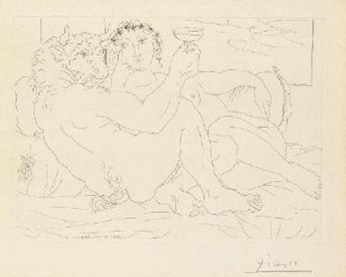 Minotaure, une Coupe à la Main, et jeune Femme, from La Suite Vollard (B. 190; Ba. 349 Bd) by Pablo Picasso