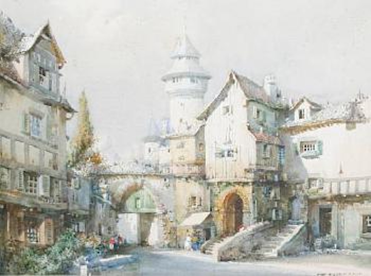 Continental street scene by Noel Harry Leaver