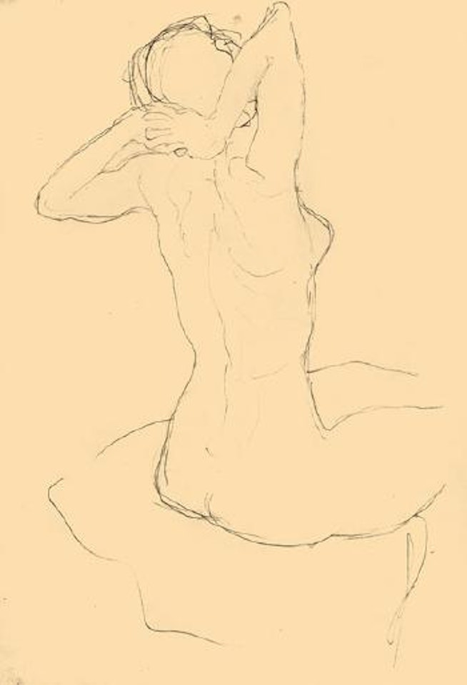 Sitzender Rückenakt einer Frau by Gustav Klimt