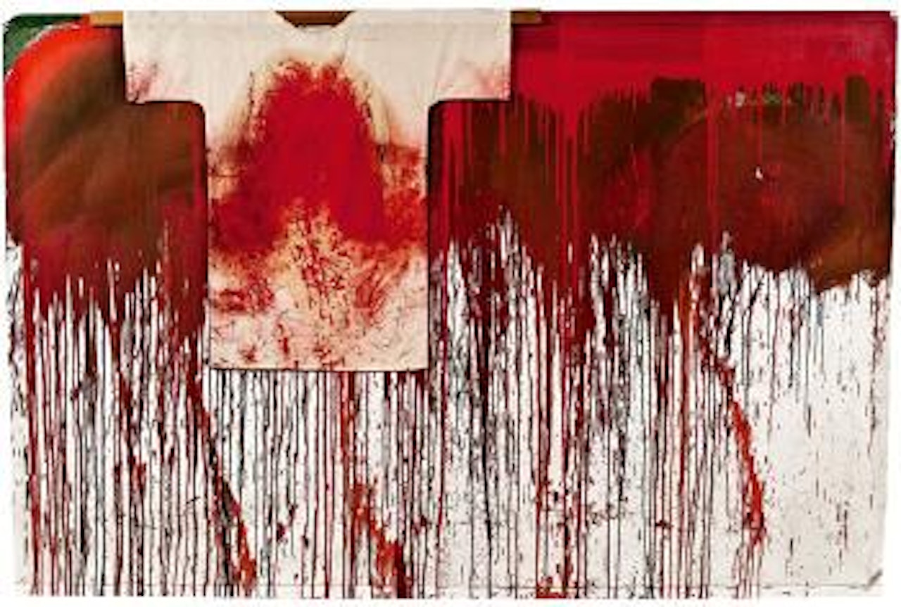Schüttbild mit Malhemd by Hermann Nitsch