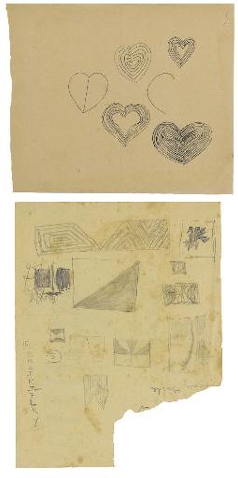 Untitled (sketch). Untitled (striped hearts) by Frank Stella