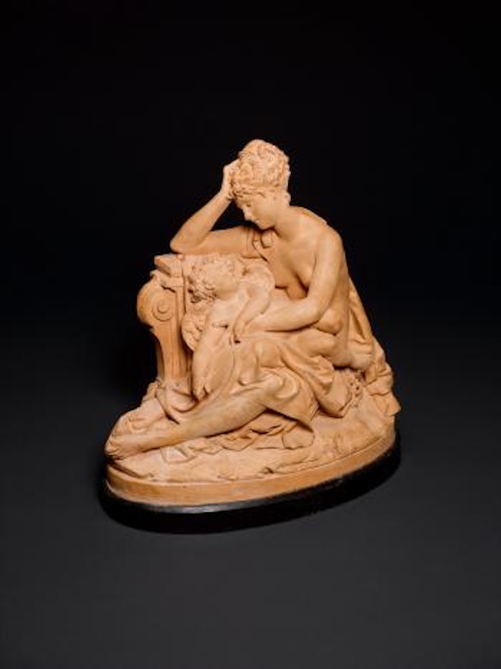 Figural group of a Classical maiden and winged putto by Albert-Ernest Carrier-Belleuse