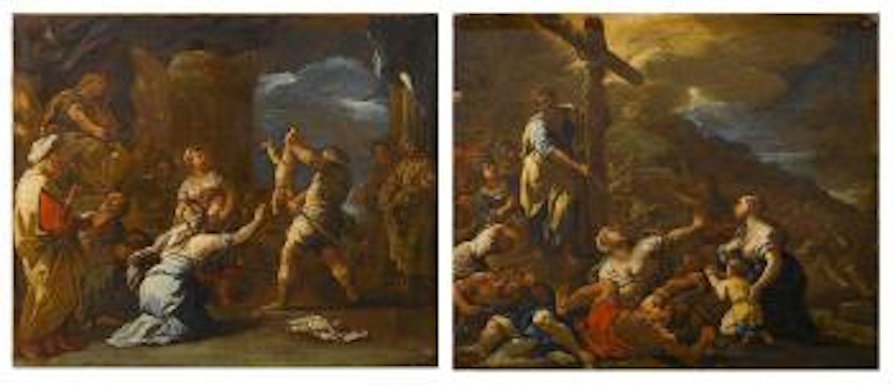 The Judgement of Solomon. The Brazen Serpent by Circle of Luca Giordano