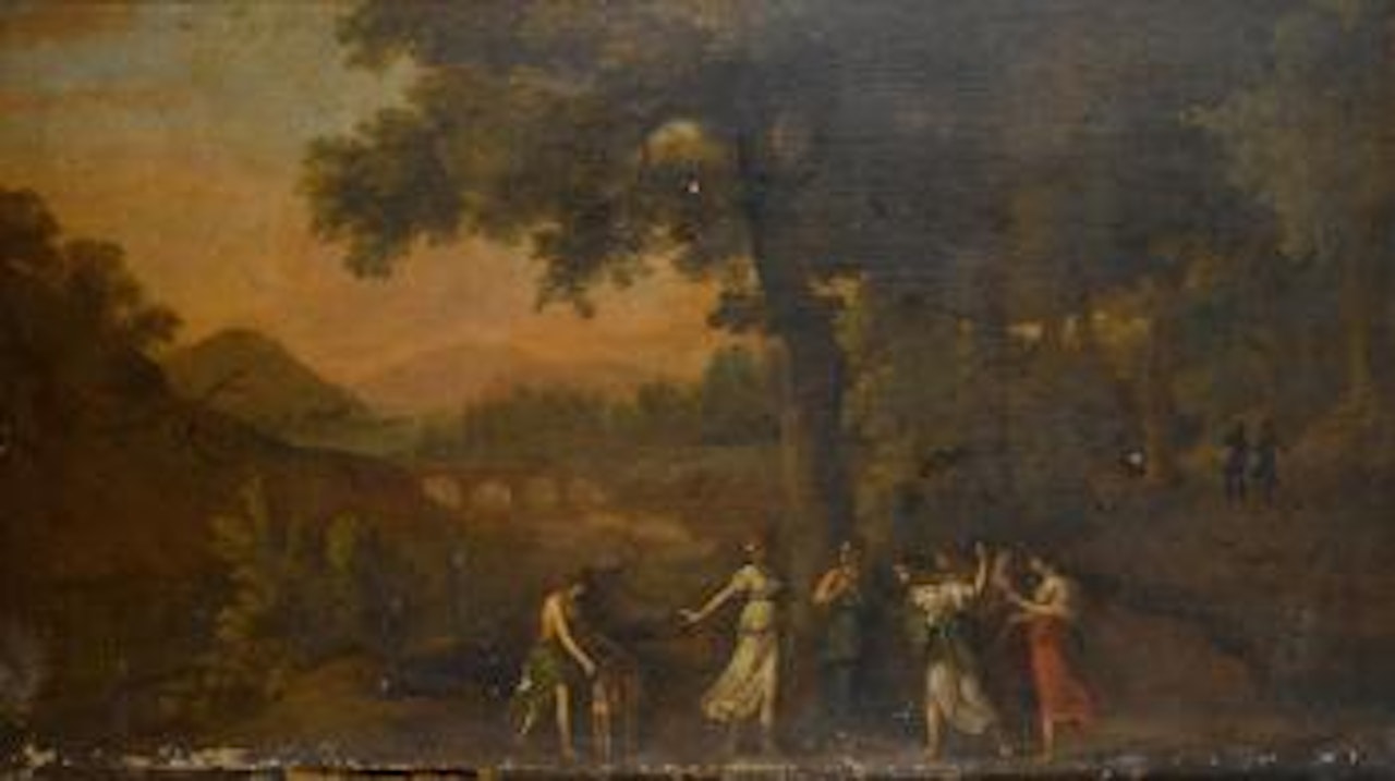 A wooded landscape with Diana and her nymphs by BOLOGNESE SCHOOL