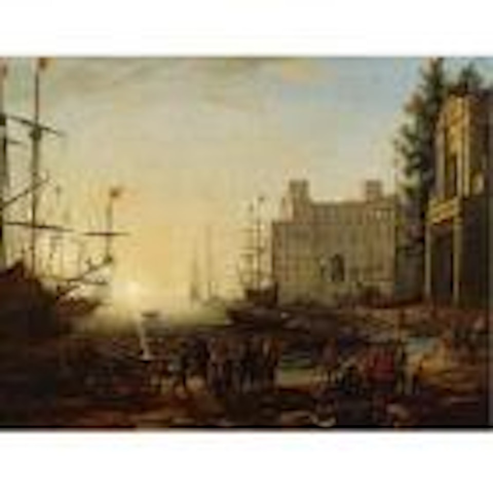 Bustling Port With The Villa Medici by Claude Lorrain