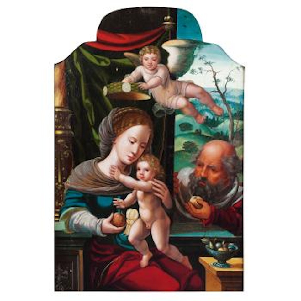 The Holy Family Crowned By An Angel by Attributed to Pieter Coecke van Aelst I