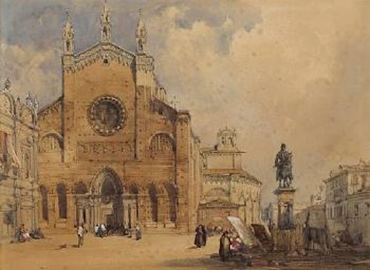A view of the Campo Santi Giovanni e Paolo, Venice by William Callow