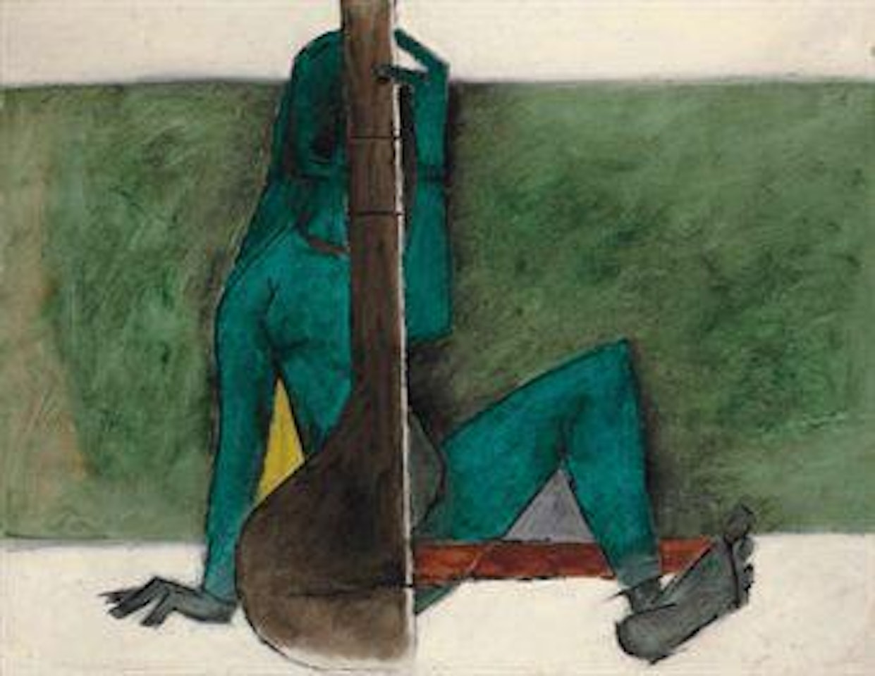 Untitled (Lady with Tanpura) by M.F. Husain