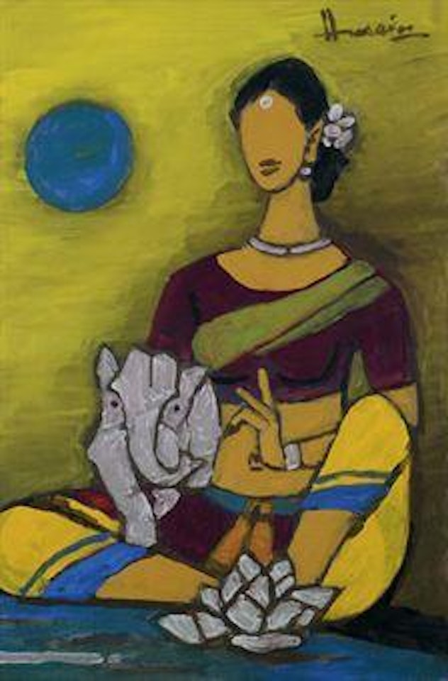 Untitled (Ganesha and Parvati) by M.F. Husain