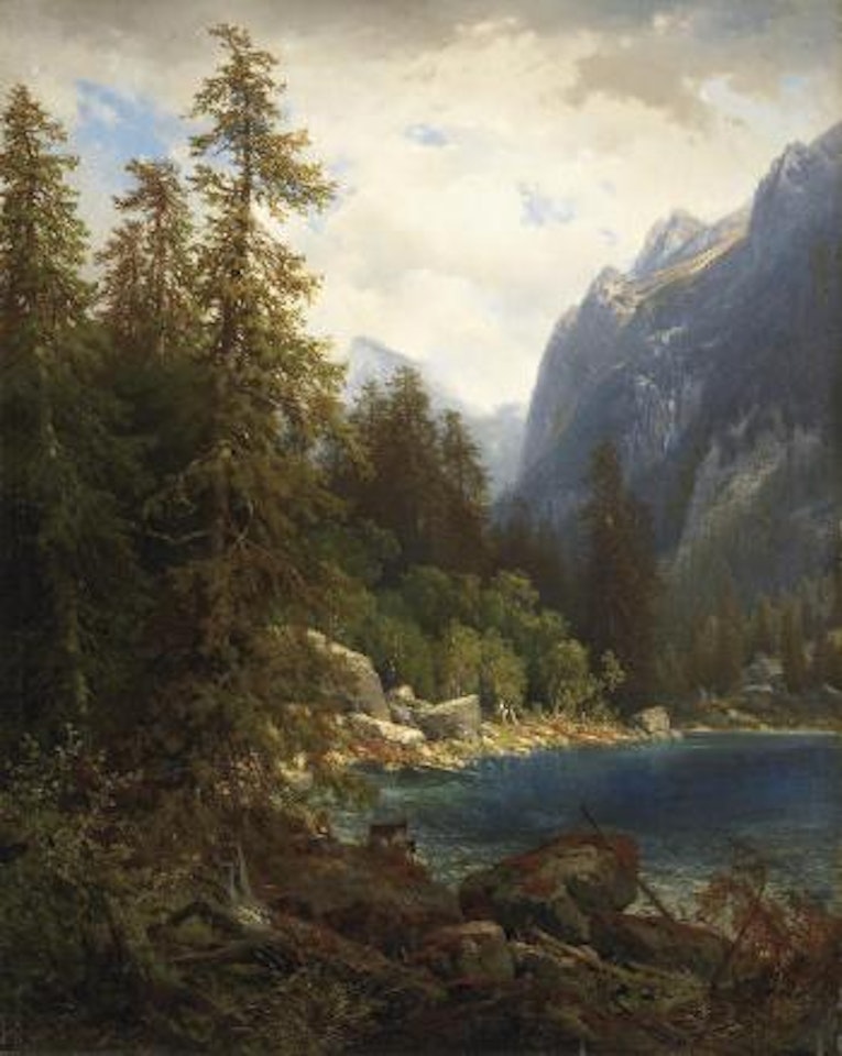 Paysage de montagne avec lac by Alexandre Calame