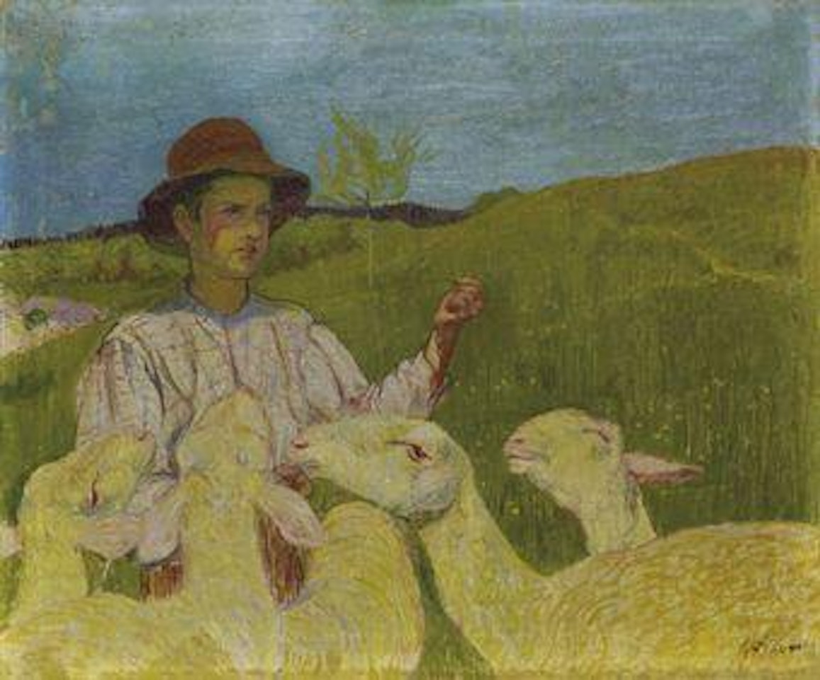 Hirte mit Schafen by Giovanni Giacometti