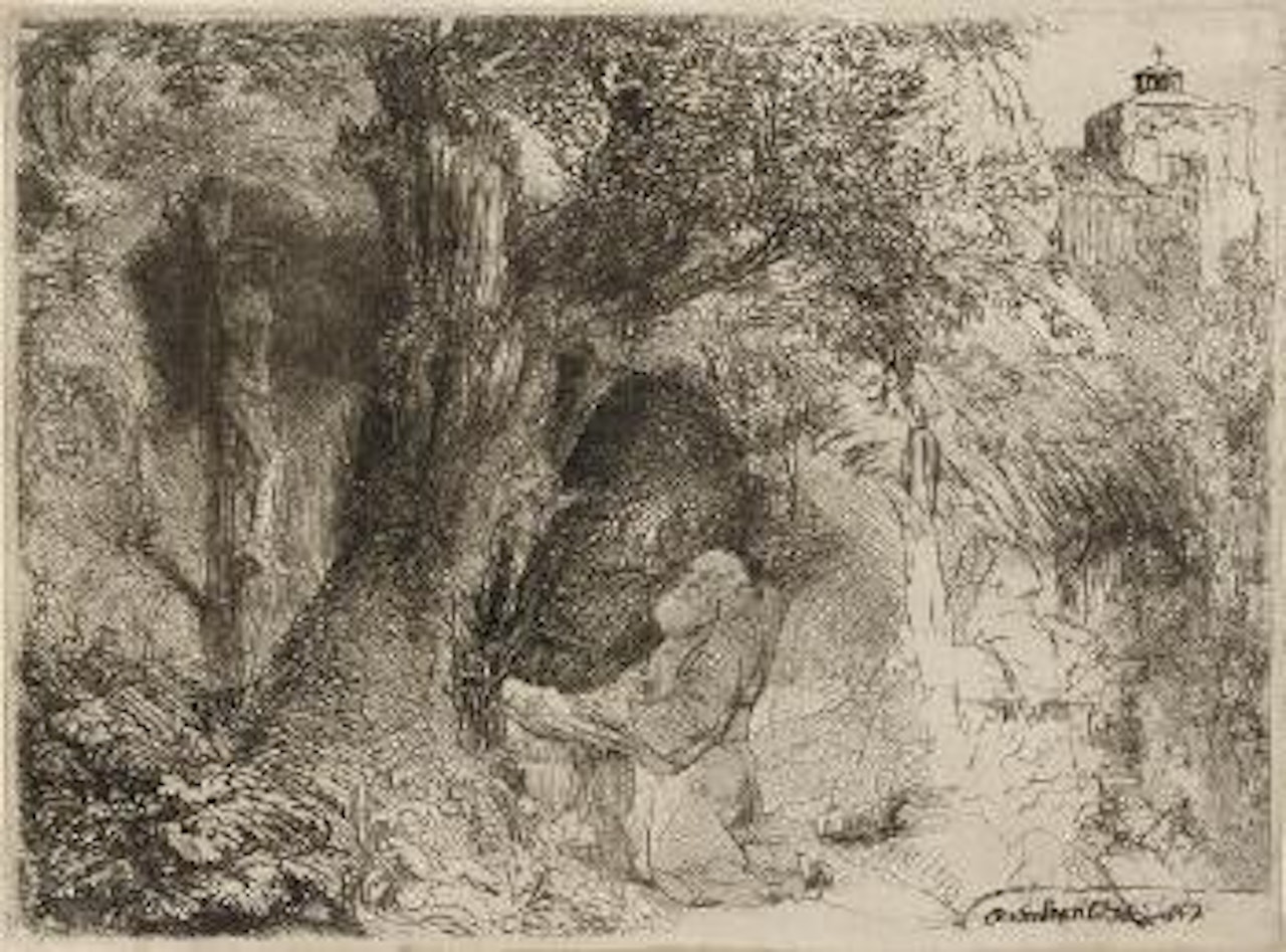 Saint Francis beneath a Tree praying (B., Holl. 107; H. 292) by Attributed to Rembrandt Harmensz van Rijn