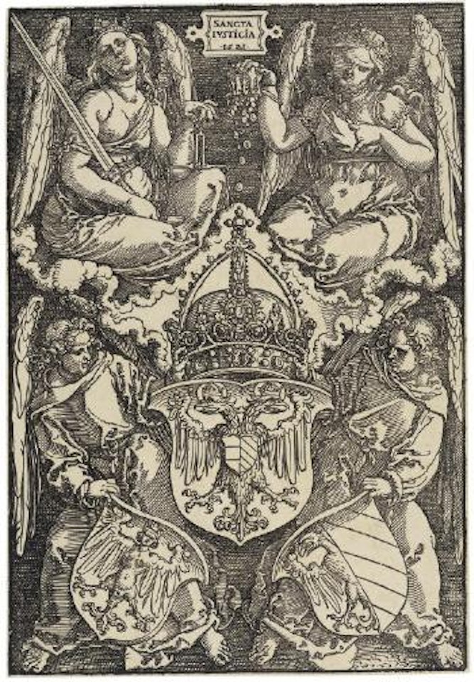 Coat of Arms of the Empire and of the City of Nuremberg, from The Reformation of the City of Nuremberg (B. 162; M., Holl. 285; S.M.S. 273.I) by Albrecht Dürer