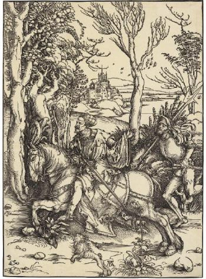 The Knight on Horseback and the Lansquenet (B. 131; M., Holl. 265; S.M.S. 106) by Albrecht Dürer