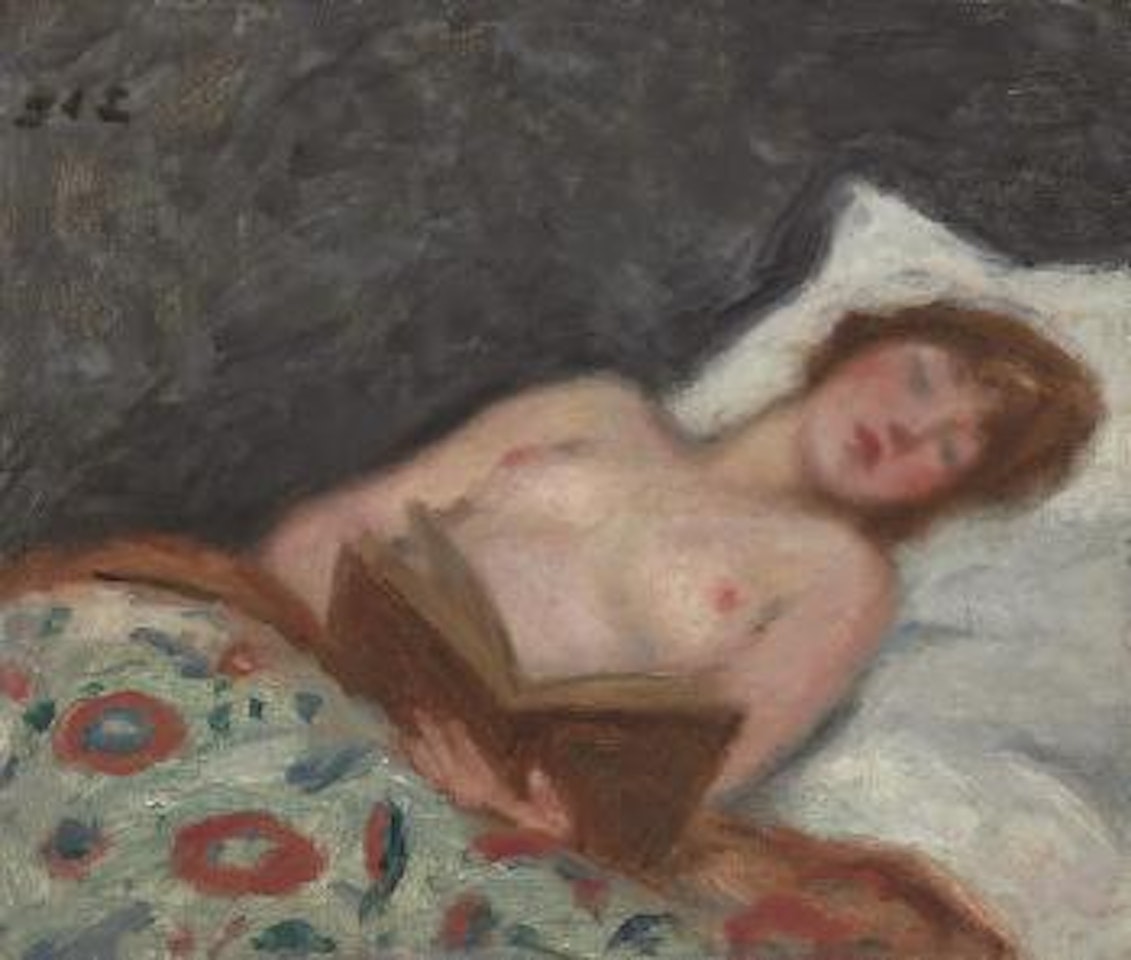 Jeune femme lisant au lit by Georges d’Espagnat