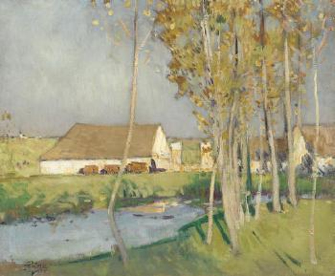 La ferme près du ruisseau by Pierre Eugène Montezin