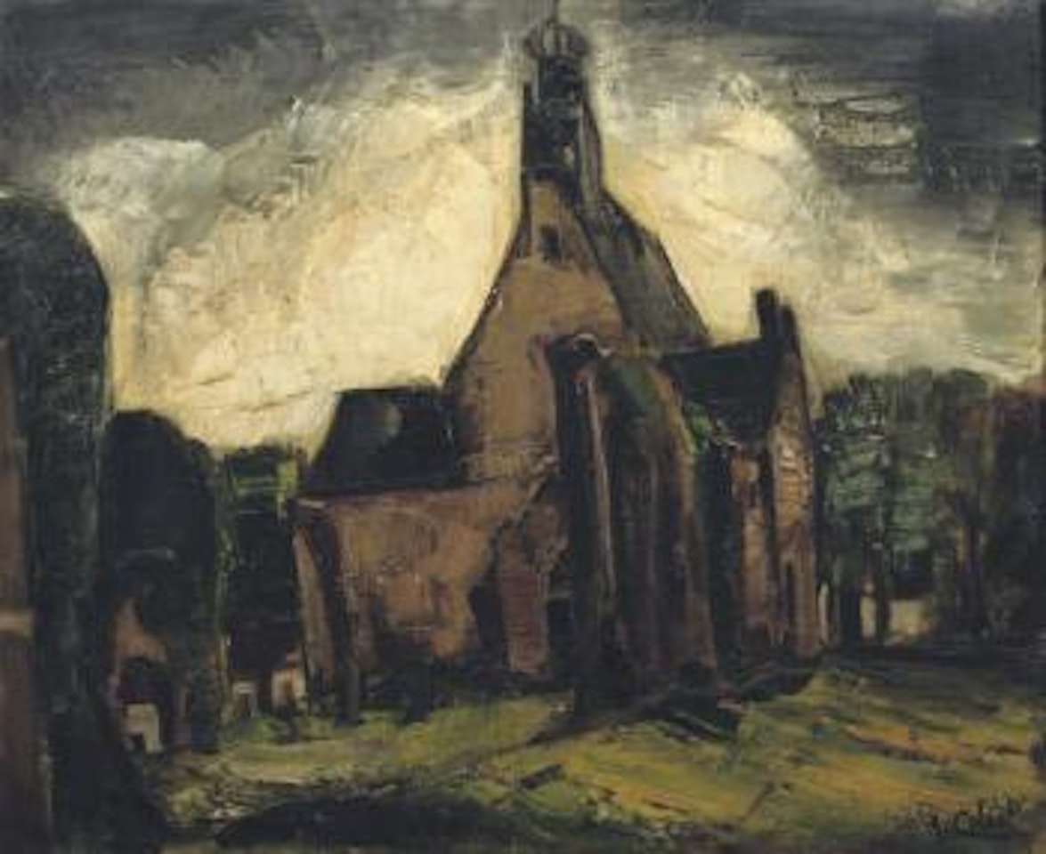 De ruïnekerk in Bergen (NH) by Arnout Colnot