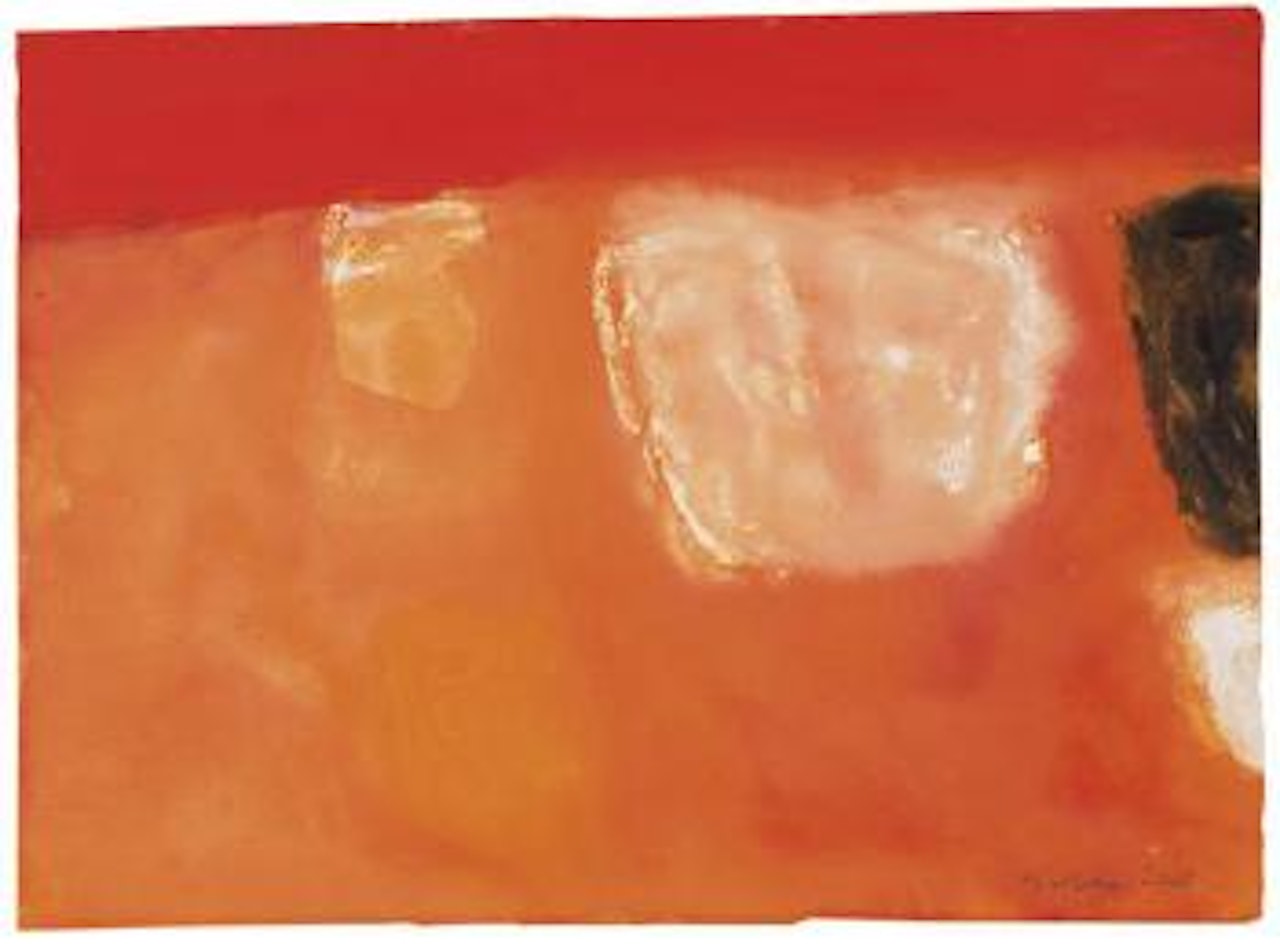 Two White Forms in a Red Landscape by William Scott