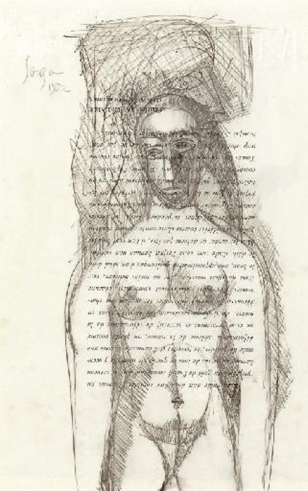 Untitled (Nude on text of Baudelaire) by Francis Newton Souza