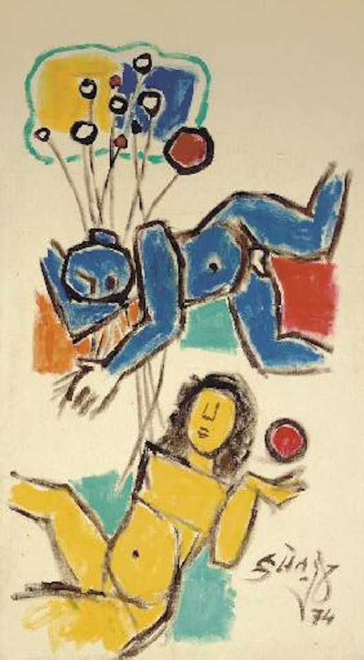 Untitled (Two Figures) by M.F. Husain