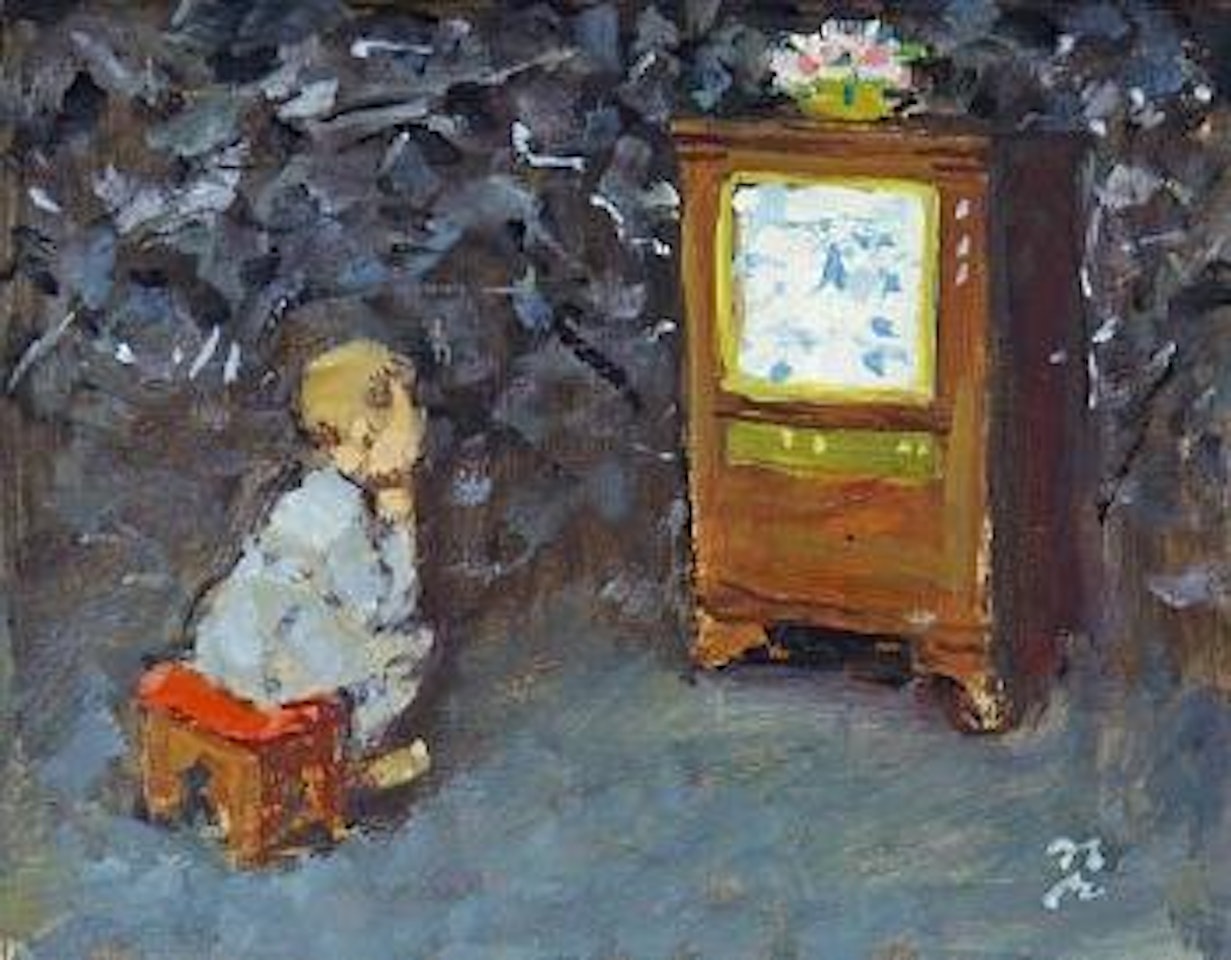 Child watching television by Norman Rockwell