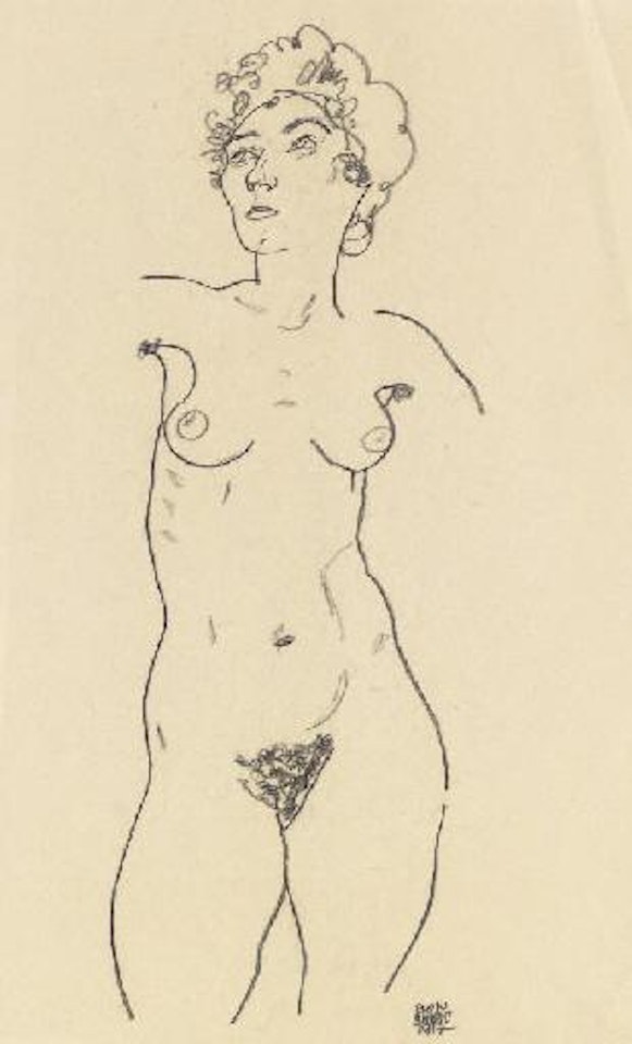 Stehender weiblicher Akt, aufwärts blickend by Egon Schiele
