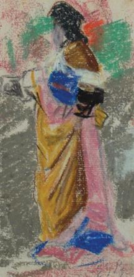 Study for an Oriental woman in the manner of a stain glass window by Eugène Boudin