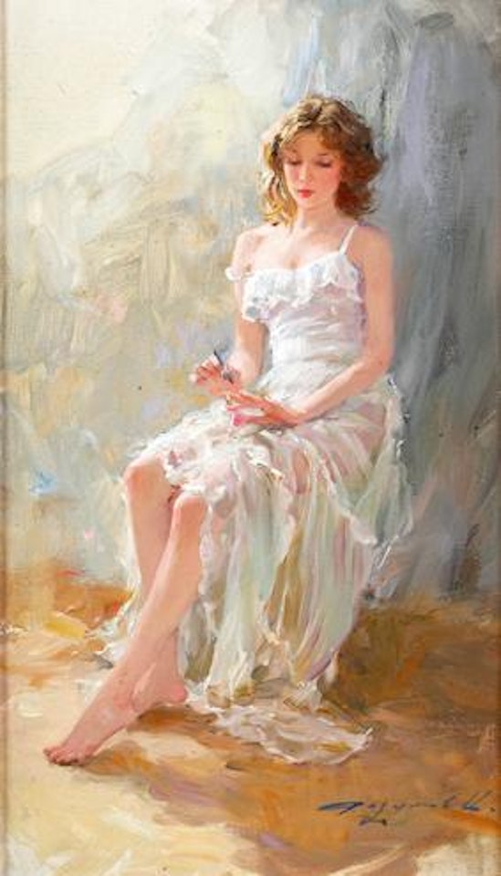 Woman at the dressing table by Constantin Razoumov