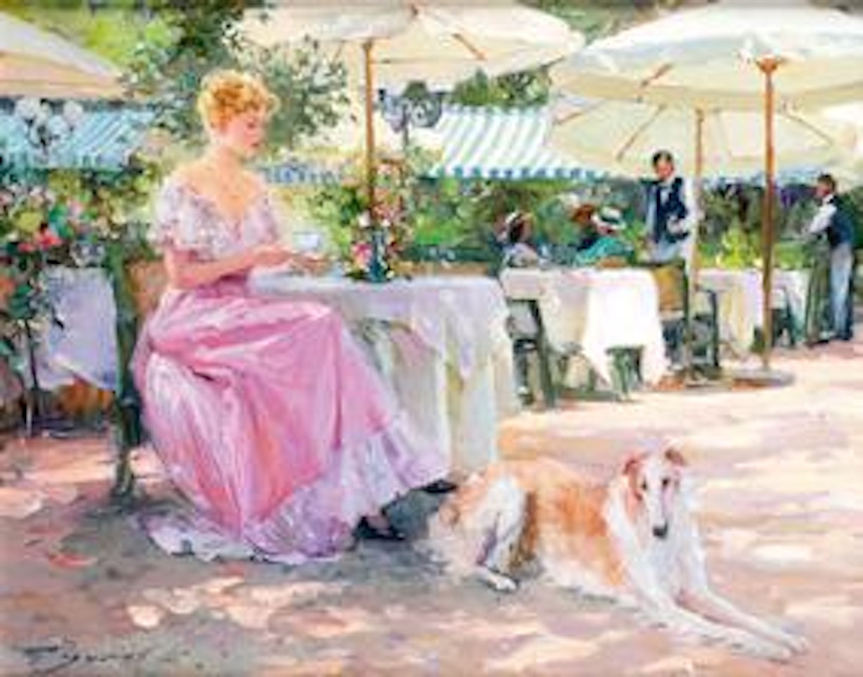 En el café del jardin de Bagatelle by Constantin Razoumov