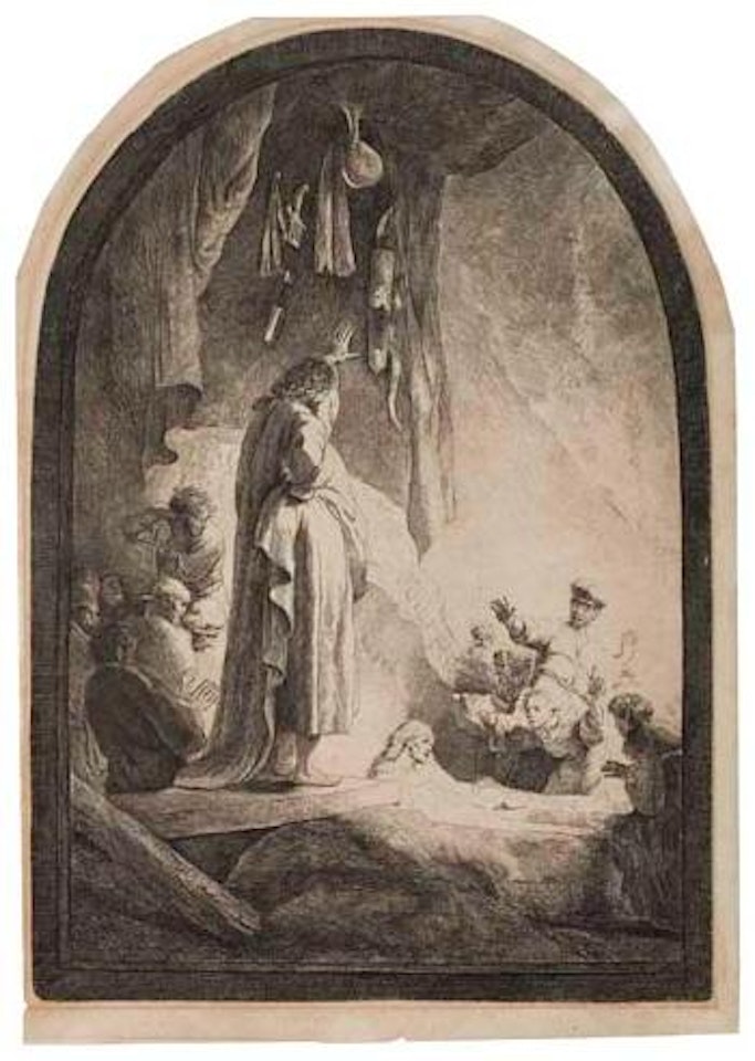 The raising of Lazarus by Attributed to Rembrandt Harmensz van Rijn