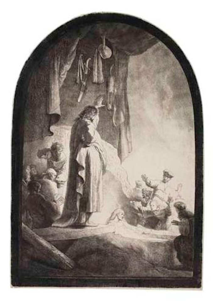 The raising of Lazarus, the larger plate by Attributed to Rembrandt Harmensz van Rijn