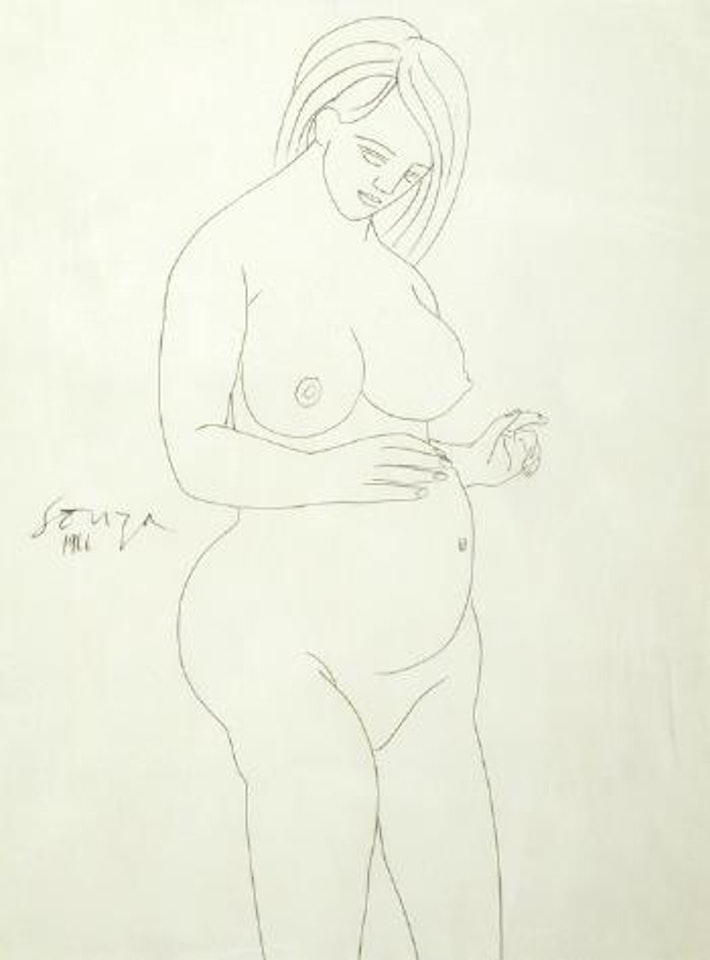 Untitled (pregnant nude) by Francis Newton Souza