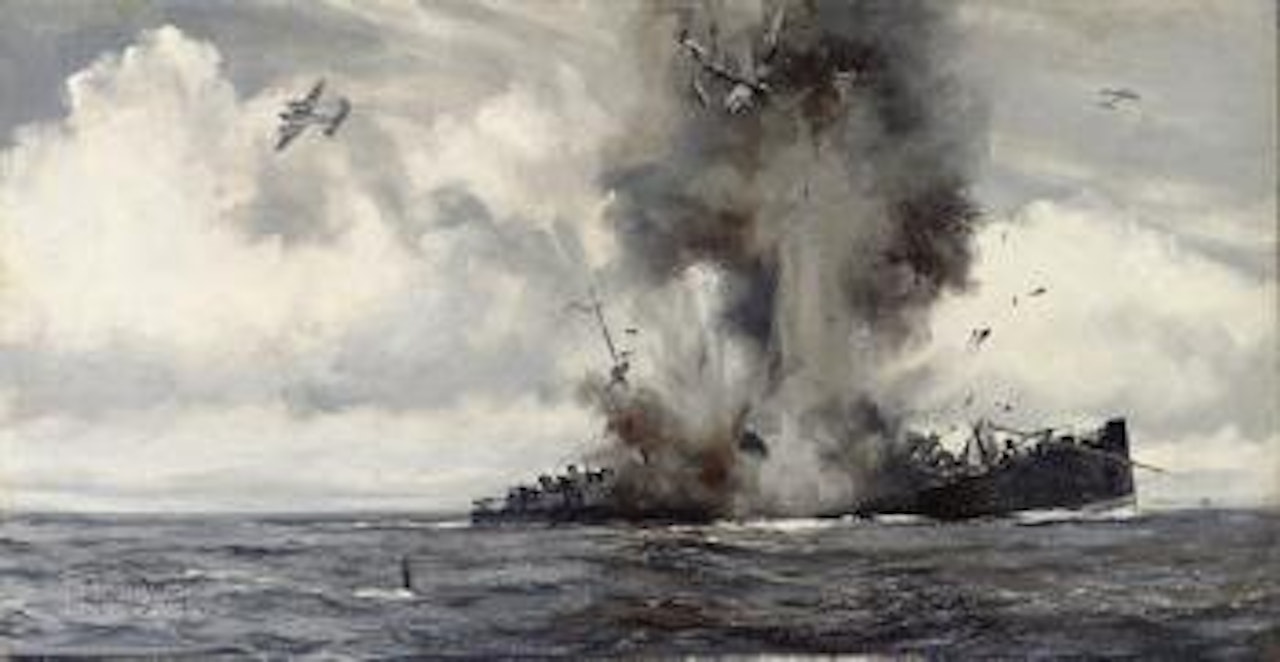 Submarine vs Aircraft by Montague Dawson