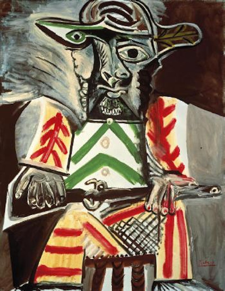 Homme assis au fusil by Pablo Picasso